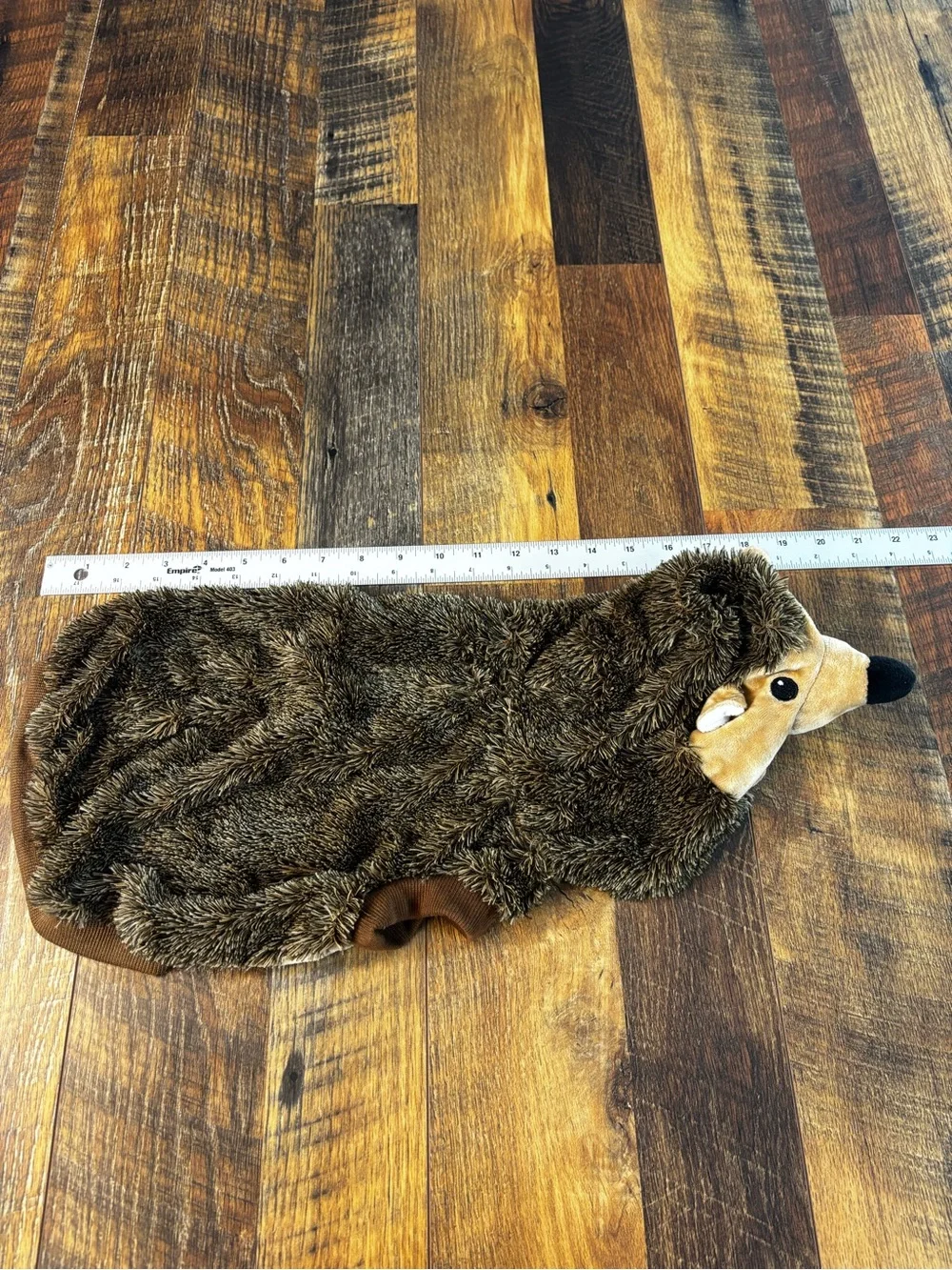 Plush Hedgehog themed pet costume, size medium,- Brown Faux Fur